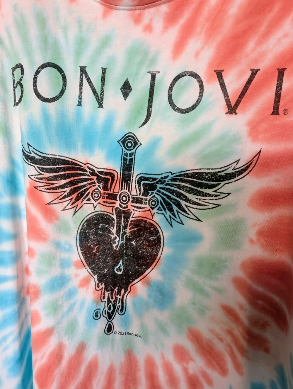 Torrid, Vinyl Icons-Bon Jovi, Classic Fit Slash Tank, Tie Dye, Size 4 - Picture 10 of 11